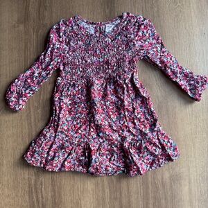 Wonder Nation Girls 2T Burgundy Floral Long Sleeve Dress Flowy Comfy Kidcore